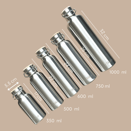 image-Stainless Steel Double Walled Water Bottle With Steel Lid