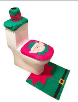 image-Merry Christmas Bathroom Curtain Santa Claus Toilet Seat Christmas Decorations