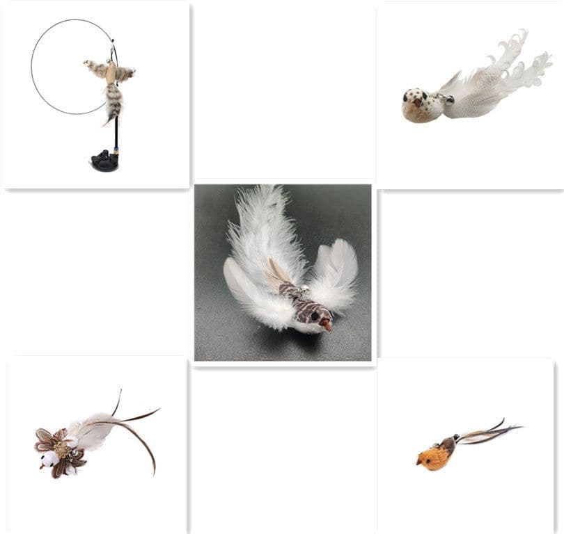 image-Steel Wire Feather Funny Cat Stick Long Rod