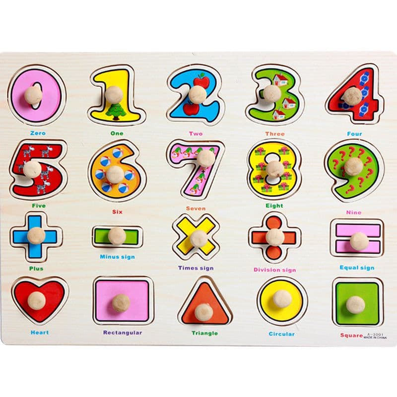 image-Factory direct animal digital letter hand grab board jigsaw puzzle 1-3-4 years old intellectual baby wooden toy