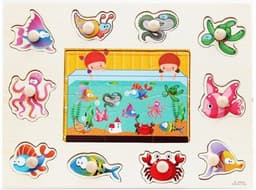 image-Factory direct animal digital letter hand grab board jigsaw puzzle 1-3-4 years old intellectual baby wooden toy