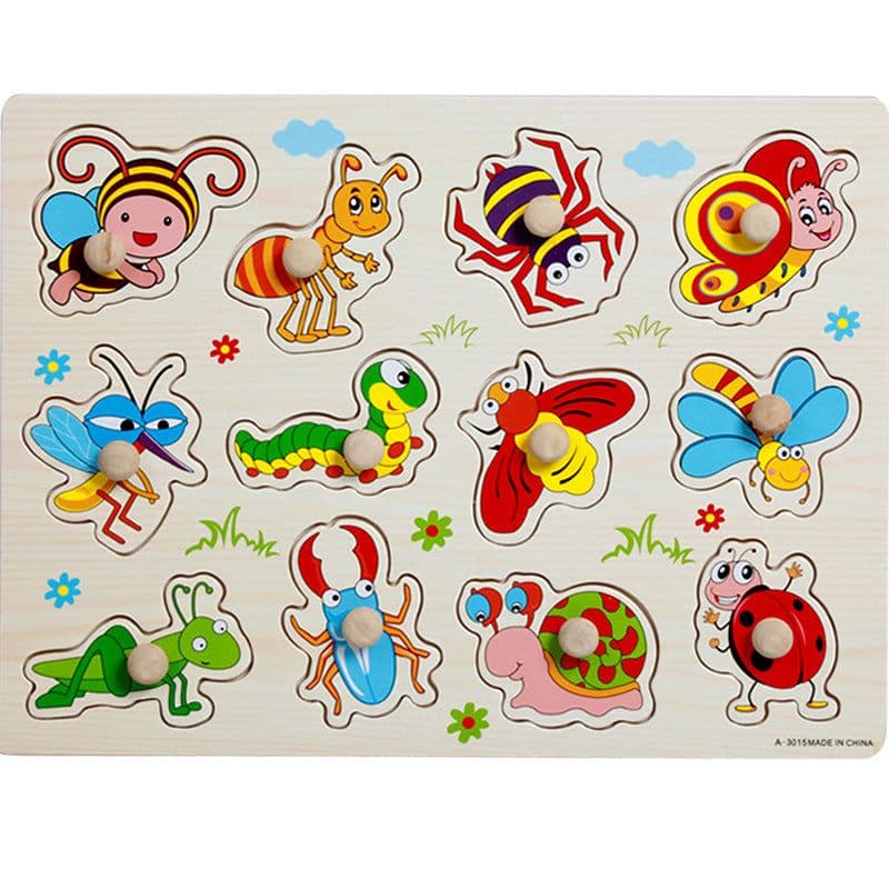 image-Factory direct animal digital letter hand grab board jigsaw puzzle 1-3-4 years old intellectual baby wooden toy
