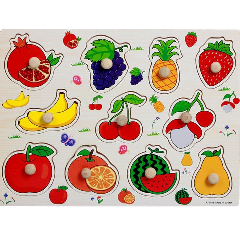 image-Factory direct animal digital letter hand grab board jigsaw puzzle 1-3-4 years old intellectual baby wooden toy