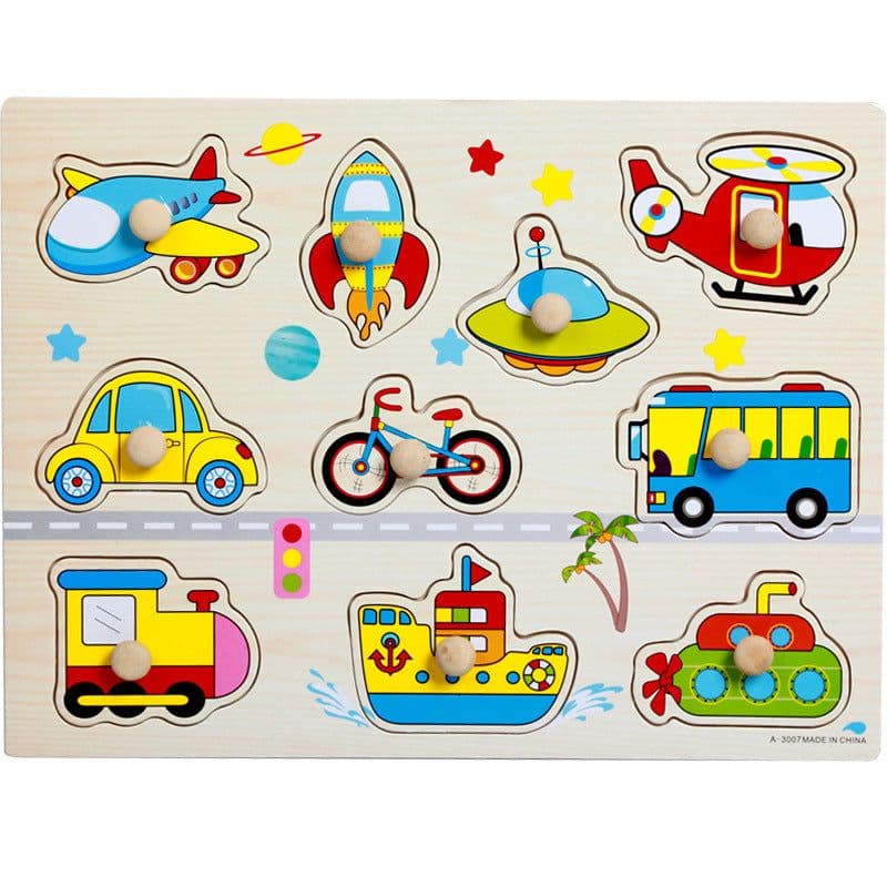 image-Factory direct animal digital letter hand grab board jigsaw puzzle 1-3-4 years old intellectual baby wooden toy