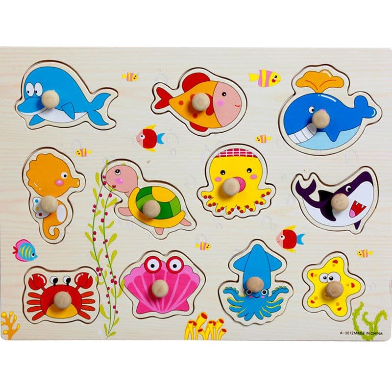 image-Factory direct animal digital letter hand grab board jigsaw puzzle 1-3-4 years old intellectual baby wooden toy