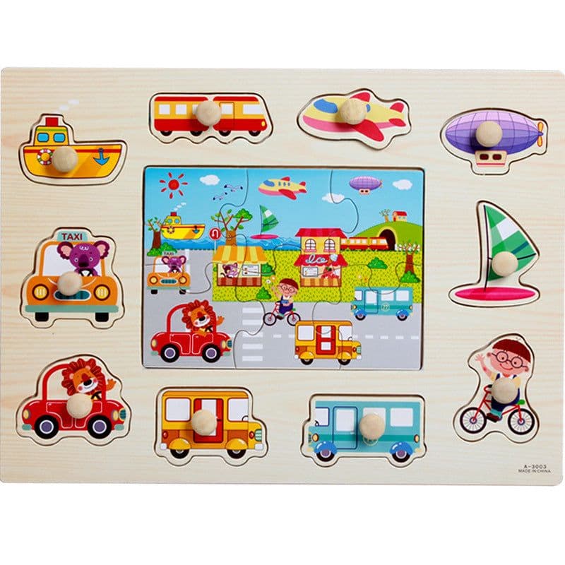 image-Factory direct animal digital letter hand grab board jigsaw puzzle 1-3-4 years old intellectual baby wooden toy