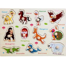 image-Factory direct animal digital letter hand grab board jigsaw puzzle 1-3-4 years old intellectual baby wooden toy