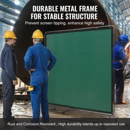 image-VEVOR Welding Screen with Frame, 6' x 6' Welding Curtain Screen, Flame-Resistant Vinyl Welding Protection Screen on 4 Swivel Wheels (2 Lockable), Moveable & Professional for Workshop/Industrial, Green