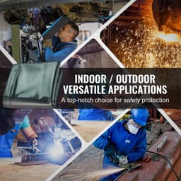 image-VEVOR Welding Screen with Frame, 6' x 6' Welding Curtain Screen, Flame-Resistant Vinyl Welding Protection Screen on 4 Swivel Wheels (2 Lockable), Moveable & Professional for Workshop/Industrial, Green