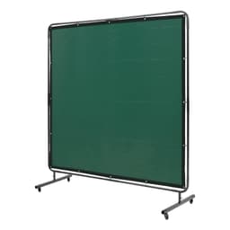 image-VEVOR Welding Screen with Frame, 6' x 6' Welding Curtain Screen, Flame-Resistant Vinyl Welding Protection Screen on 4 Swivel Wheels (2 Lockable), Moveable & Professional for Workshop/Industrial, Green