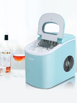 image-Wellcome 15KG Household Small Ice Maker Milk Tea Shop KTV Commercial Round Ice Manually Add Water Automatic Ice Making