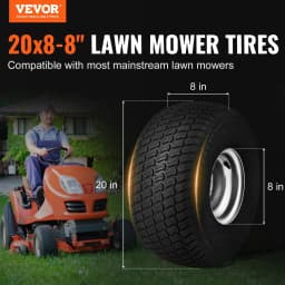 image-VEVOR Lawn Mower Tires with Rim, 20x8-8" Tubeless Tractor Tires, 2-Pack Tire and Wheel Assembly, S-Turf Pneumatic Tires with 3.5" Offset Hub and 3/4" Bushing Size, for Riding Mowers Lawn Tractors
