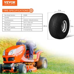 image-VEVOR Lawn Mower Tires with Rim, 20x8-8" Tubeless Tractor Tires, 2-Pack Tire and Wheel Assembly, S-Turf Pneumatic Tires with 3.5" Offset Hub and 3/4" Bushing Size, for Riding Mowers Lawn Tractors