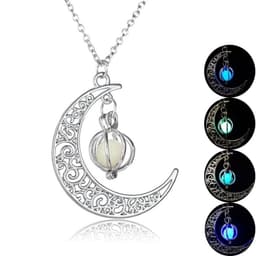 image-European and American 4-color luminous moon plus pumpkin necklace Halloween clavicle chain multi-color luminous accessories wish explosion