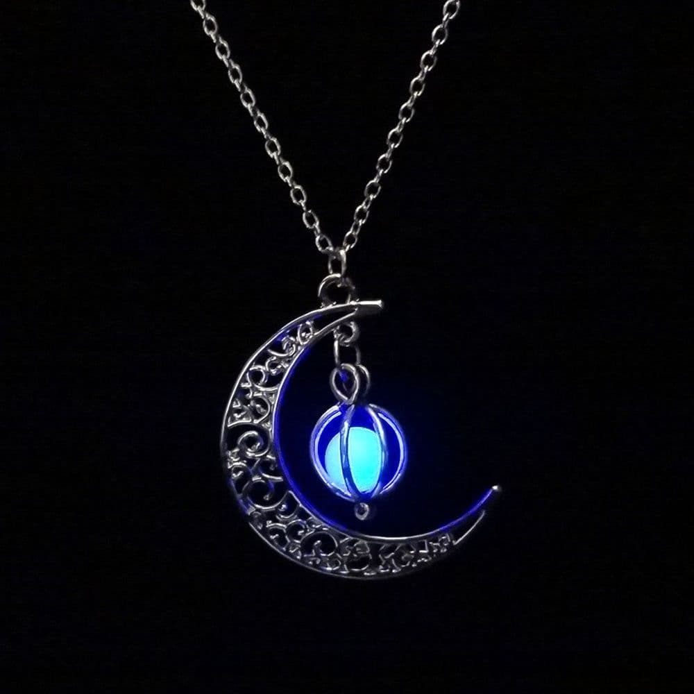 image-European and American 4-color luminous moon plus pumpkin necklace Halloween clavicle chain multi-color luminous accessories wish explosion