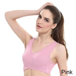 image-Front Cross Side Buckle Lace Side Non-Wire Sports Fitness Bra