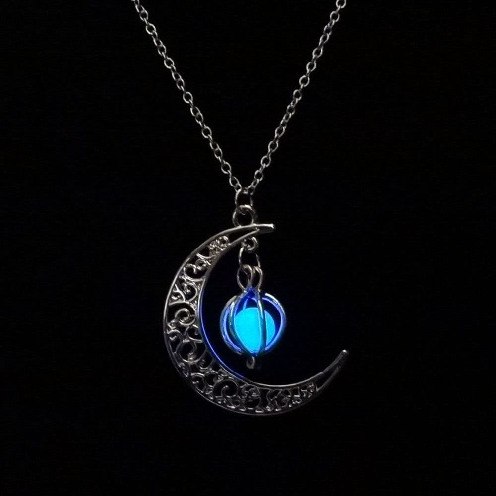 image-European and American 4-color luminous moon plus pumpkin necklace Halloween clavicle chain multi-color luminous accessories wish explosion