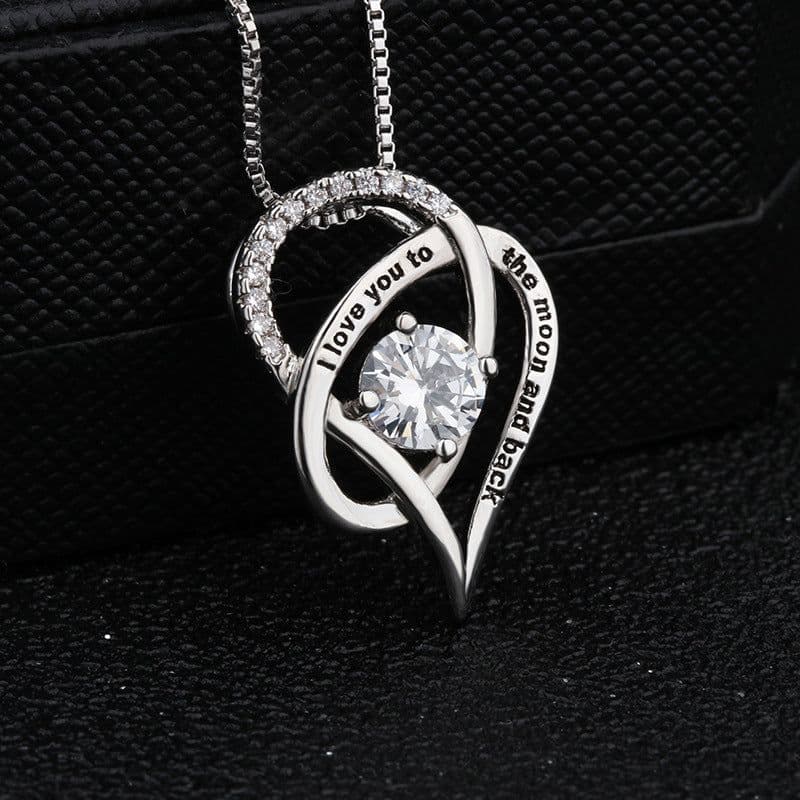 image-2018 New Cross-border Necklace I Love You To The Moon and Back Heart Pendant