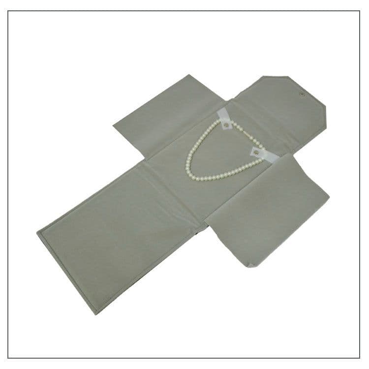 image-Jewelry Necklace Storage Bag - Black Flannel 25x18cm