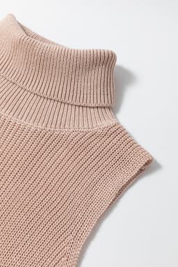 image-Solid Color Turtleneck Knit Tank Top - Oatmeal