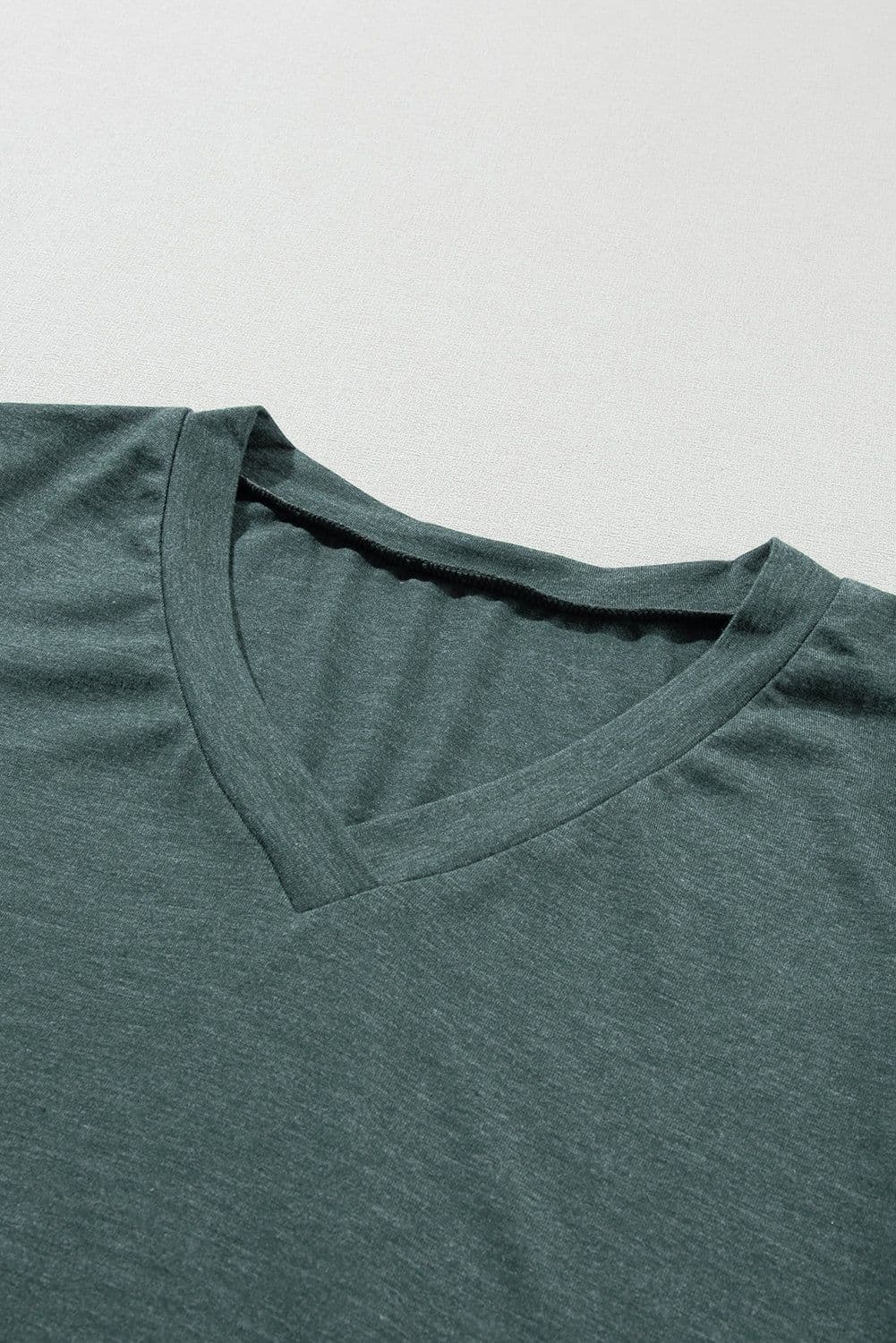 image-Mist Green Fashion T Shirt - Petal Sleeve V Neck