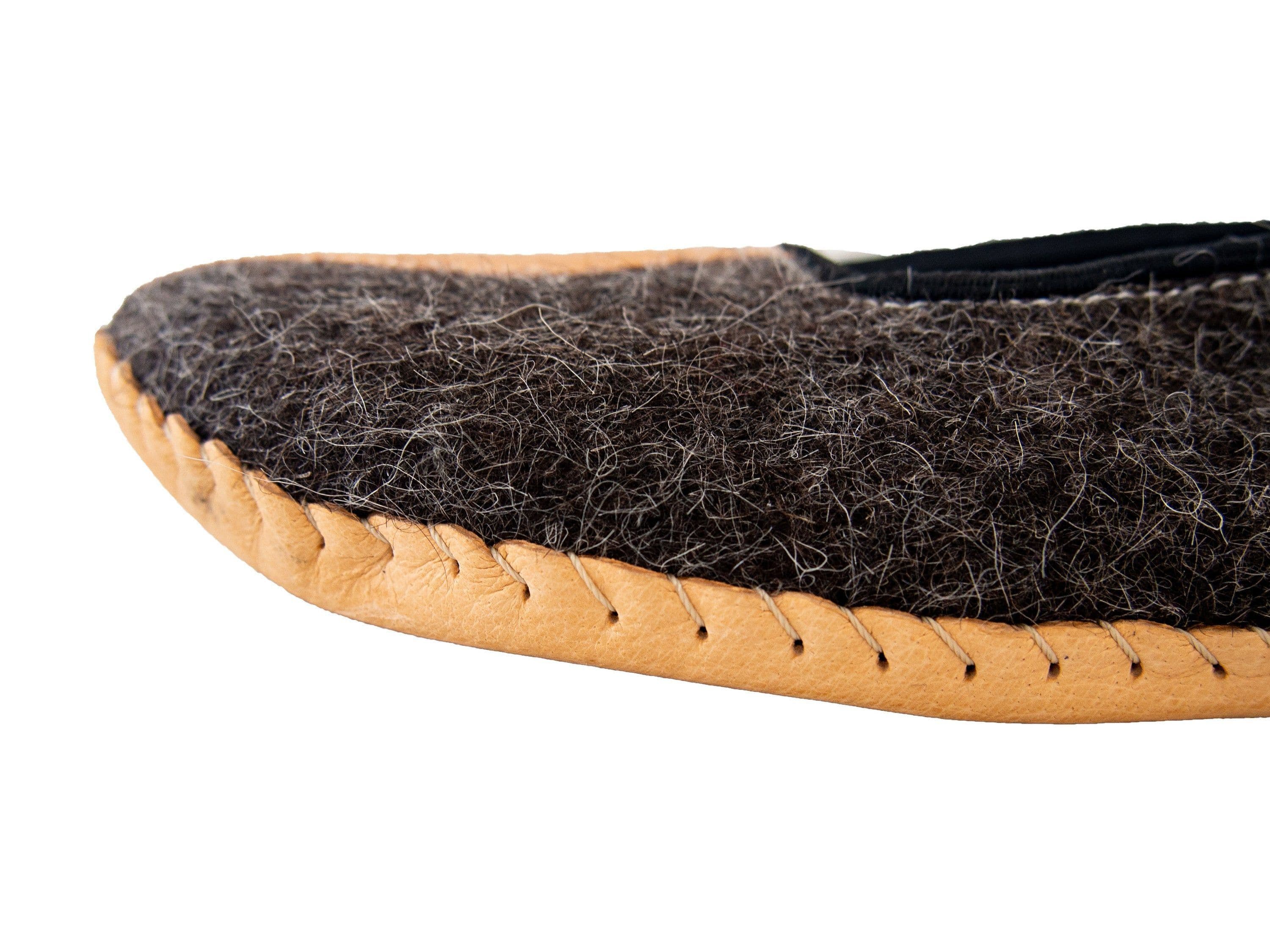 image-Mens Felt and Real Leather Slippers.