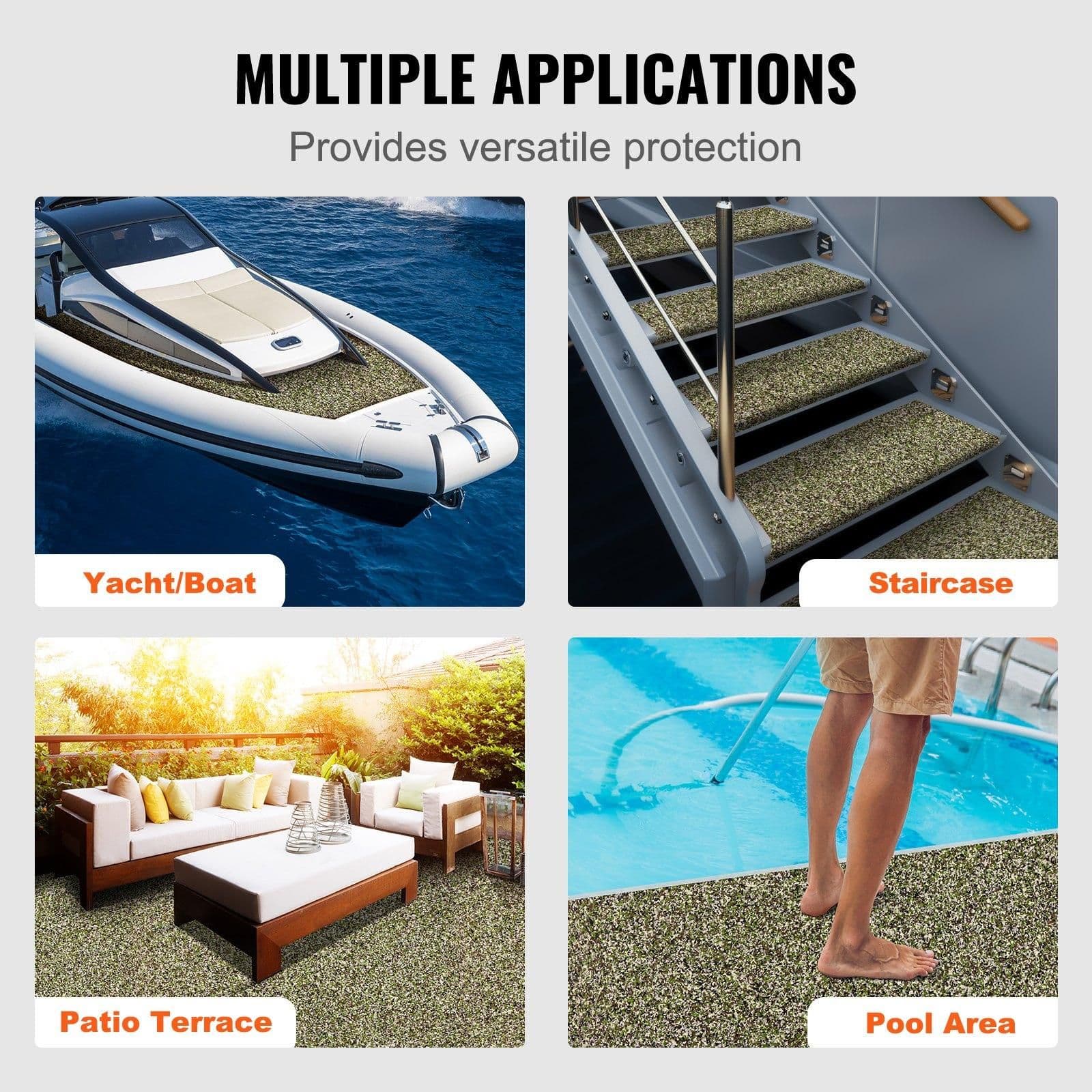image-VEVOR Boat Flooring, EVA Foam Boat Decking 94.5" x 23.6", Non-Slip Self-Adhesive Flooring, 31.1sq.ft 2 Rolls of Marine Carpet for Boats, Yacht, Pontoon, Kayak Decking