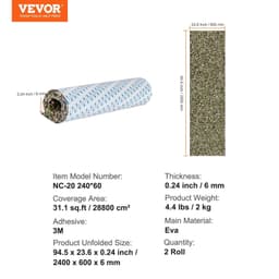 image-VEVOR Boat Flooring, EVA Foam Boat Decking 94.5" x 23.6", Non-Slip Self-Adhesive Flooring, 31.1sq.ft 2 Rolls of Marine Carpet for Boats, Yacht, Pontoon, Kayak Decking