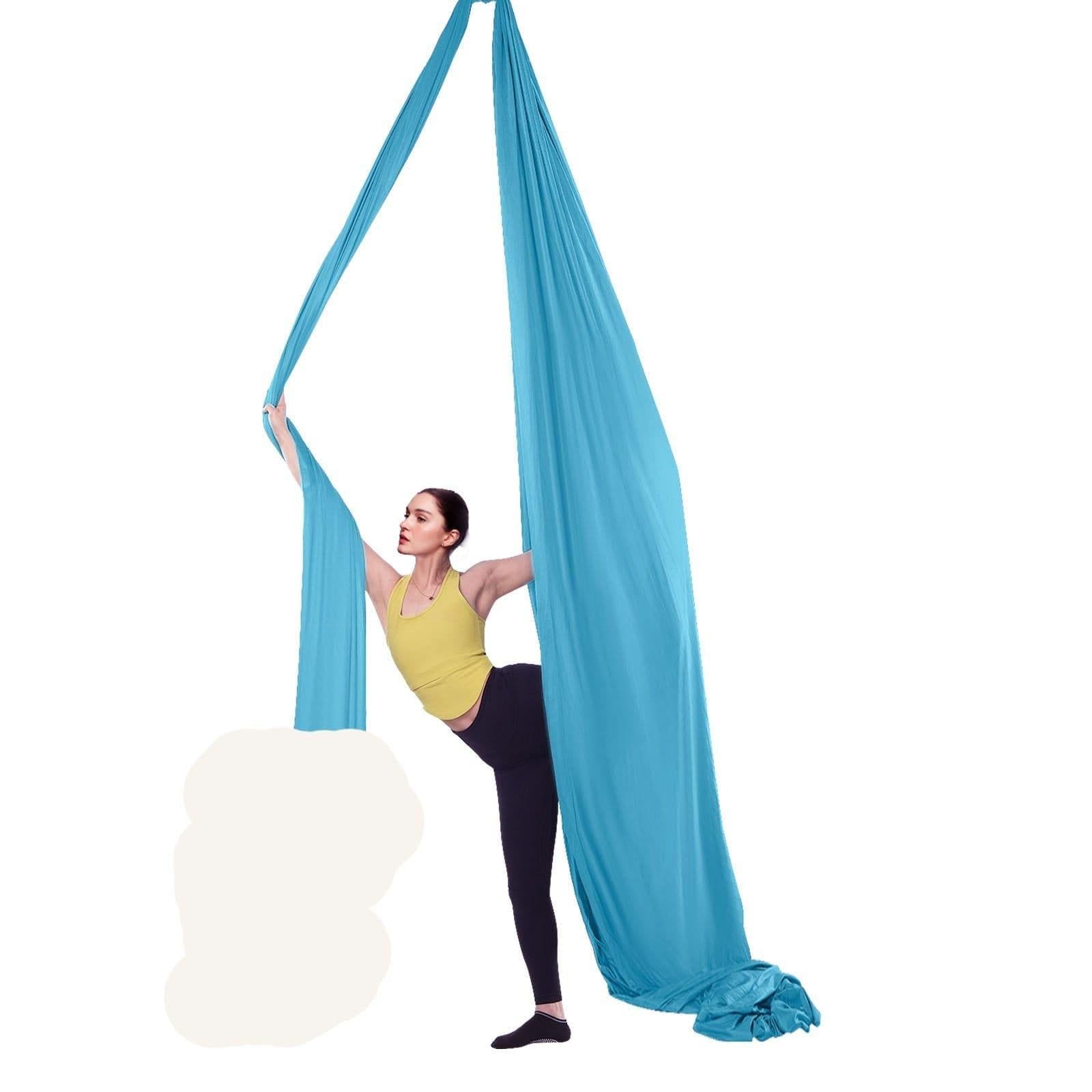 image-VEVOR Aerial Yoga Hammock & Swing, 5.5 Yards, Aerial Yoga Starter Kit with 100gsm Nylon Fabric, Full Rigging Hardware & Easy Set-up Guide, Antigravity Flying for All Levels Fitness Bodybuilding, Blue