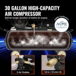 image-VEVOR 15HP Gas Powered Air Compressor, 30 Gallon Horizontal Air Compressor Tank, 33CFM@115PSI Gas Driven Piston Pump Air Compressed System with 115PSI Max Pressure for Construction Sites Workshop