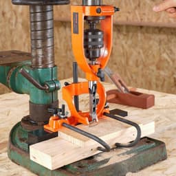 image-VEVOR Mortising Attachment for Drill Press, 4 Model Drills Square Hole Chisel Set, Bench Drill Locator Set Mortise and Tenon Tools with 5 Bushings, for Woodworking Mortising Tenoning Drilling Machine