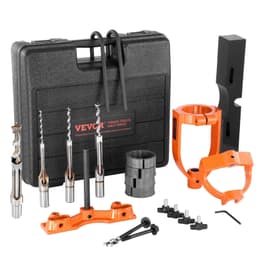 image-VEVOR Mortising Attachment for Drill Press, 4 Model Drills Square Hole Chisel Set, Bench Drill Locator Set Mortise and Tenon Tools with 5 Bushings, for Woodworking Mortising Tenoning Drilling Machine