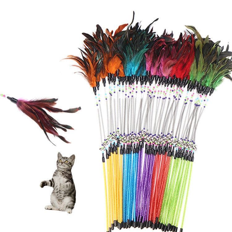 image-Spring bells, color beads, cat stick, feather cat stick, cat supplies, cat toys