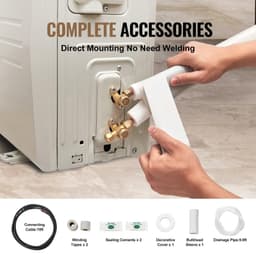 image-VEVOR 16FT Mini Split Line Set, 1/4" & 1/2" O.D Copper Pipes Tubing and Triple-Layer Insulation, for Air Conditioning or Heating Pump Equipment & HVAC with Rich Accessories (18ft Connection Cable)