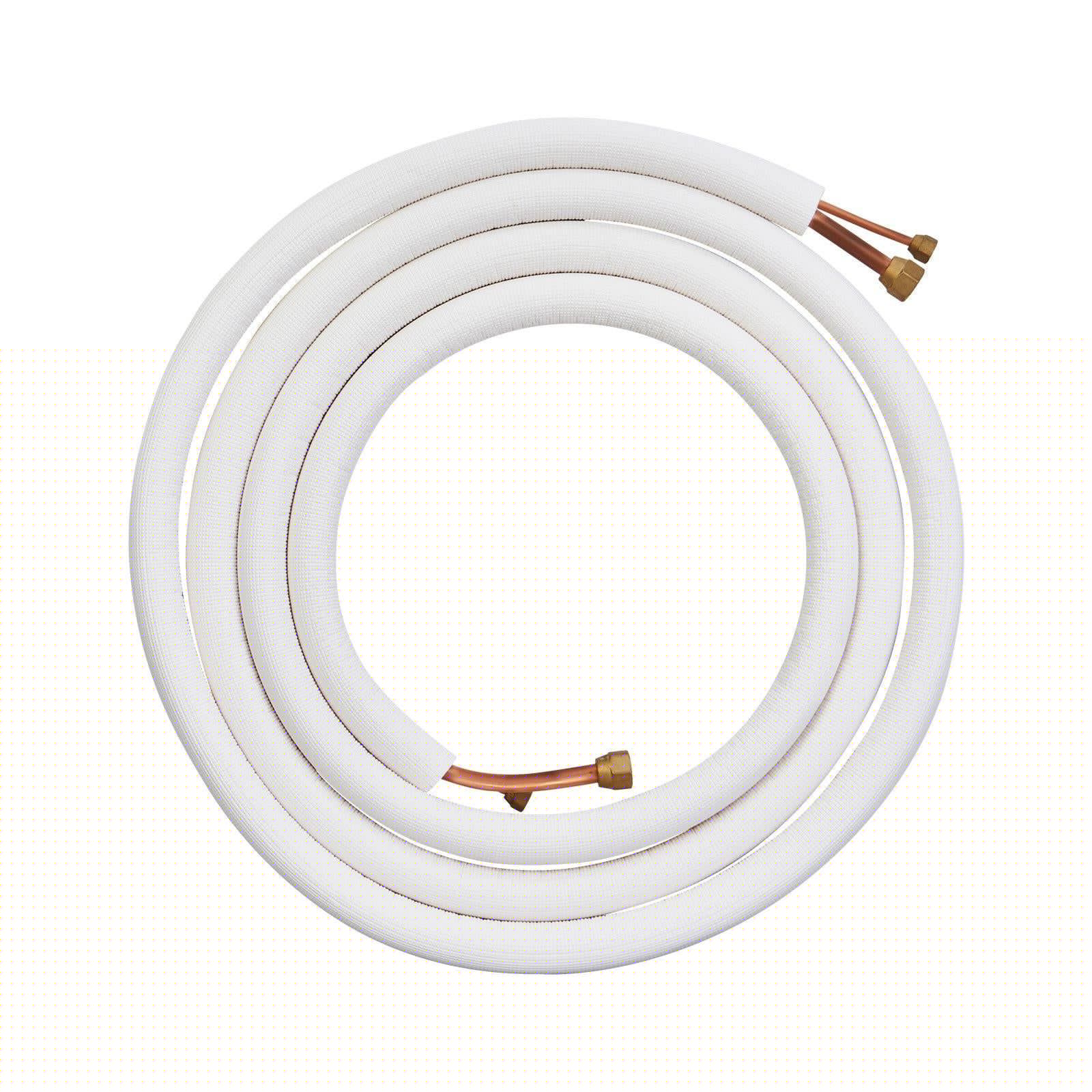 image-VEVOR 16FT Mini Split Line Set, 1/4" & 1/2" O.D Copper Pipes Tubing and Triple-Layer Insulation, for Air Conditioning or Heating Pump Equipment & HVAC with Rich Accessories (18ft Connection Cable)