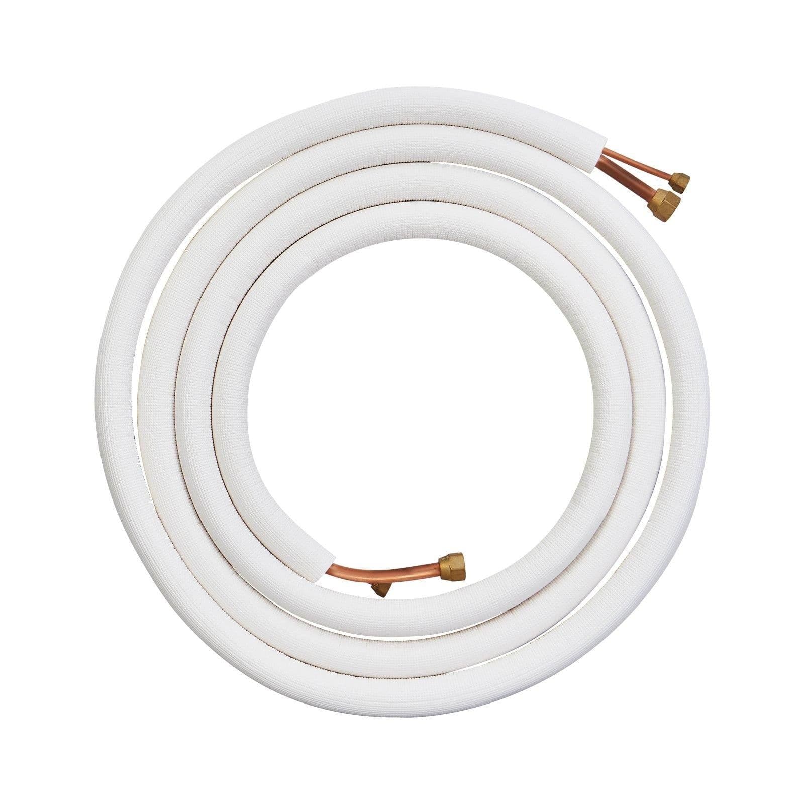 image-VEVOR 16FT Mini Split Line Set, 1/4" & 1/2" O.D Copper Pipes Tubing and Triple-Layer Insulation, for Air Conditioning or Heating Pump Equipment & HVAC with Rich Accessories (18ft Connection Cable)