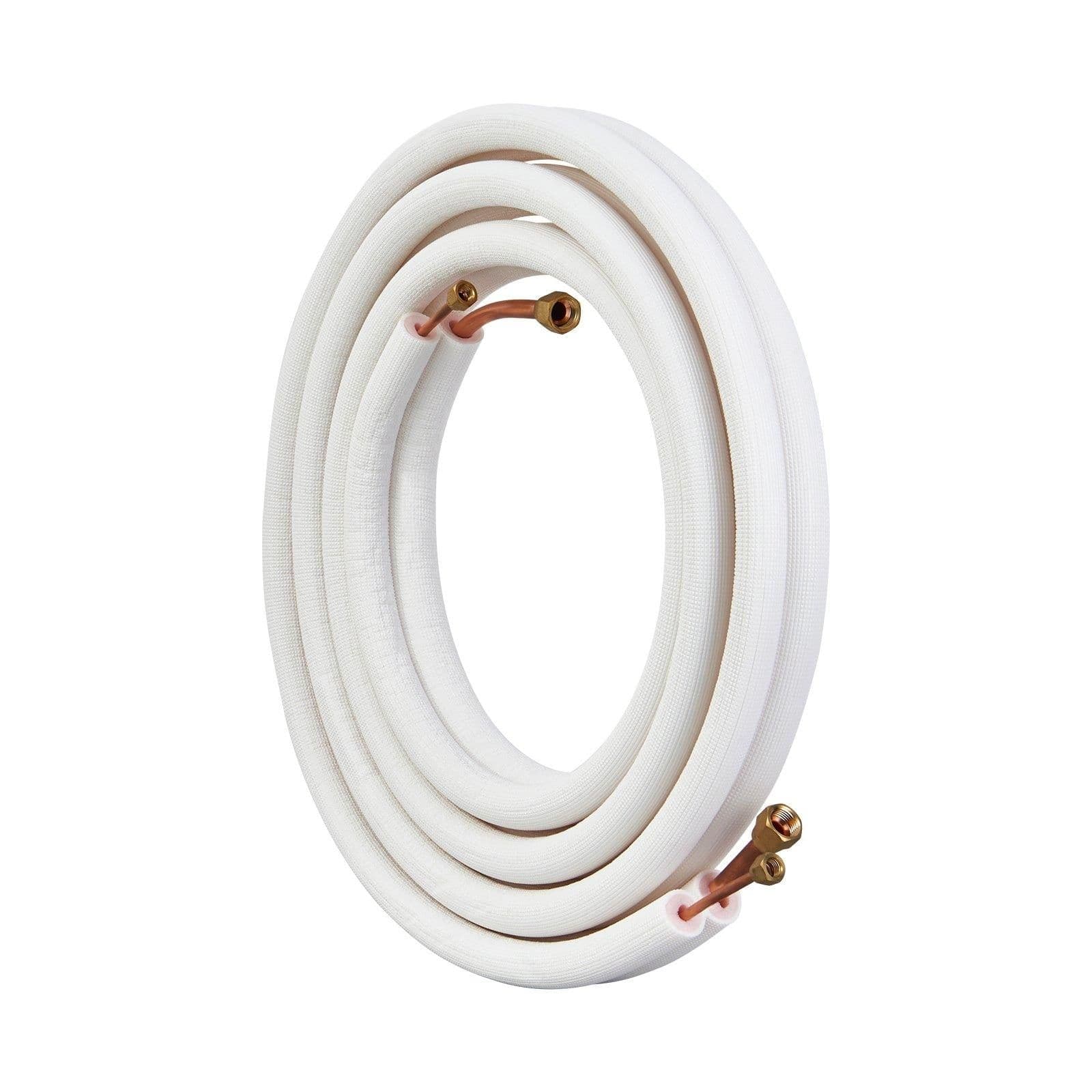 image-VEVOR 16FT Mini Split Line Set, 1/4" & 1/2" O.D Copper Pipes Tubing and Triple-Layer Insulation, for Air Conditioning or Heating Pump Equipment & HVAC with Rich Accessories (18ft Connection Cable)