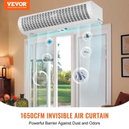 image-VEVOR 48" Commercial Indoor Air Curtain Super Power 2 Speeds 1650CFM, Wall Mounted Air Curtains for Doors, Indoor Over Door Fan with Heavy Duty Limit Switch, Easy-Install 110V Unheated