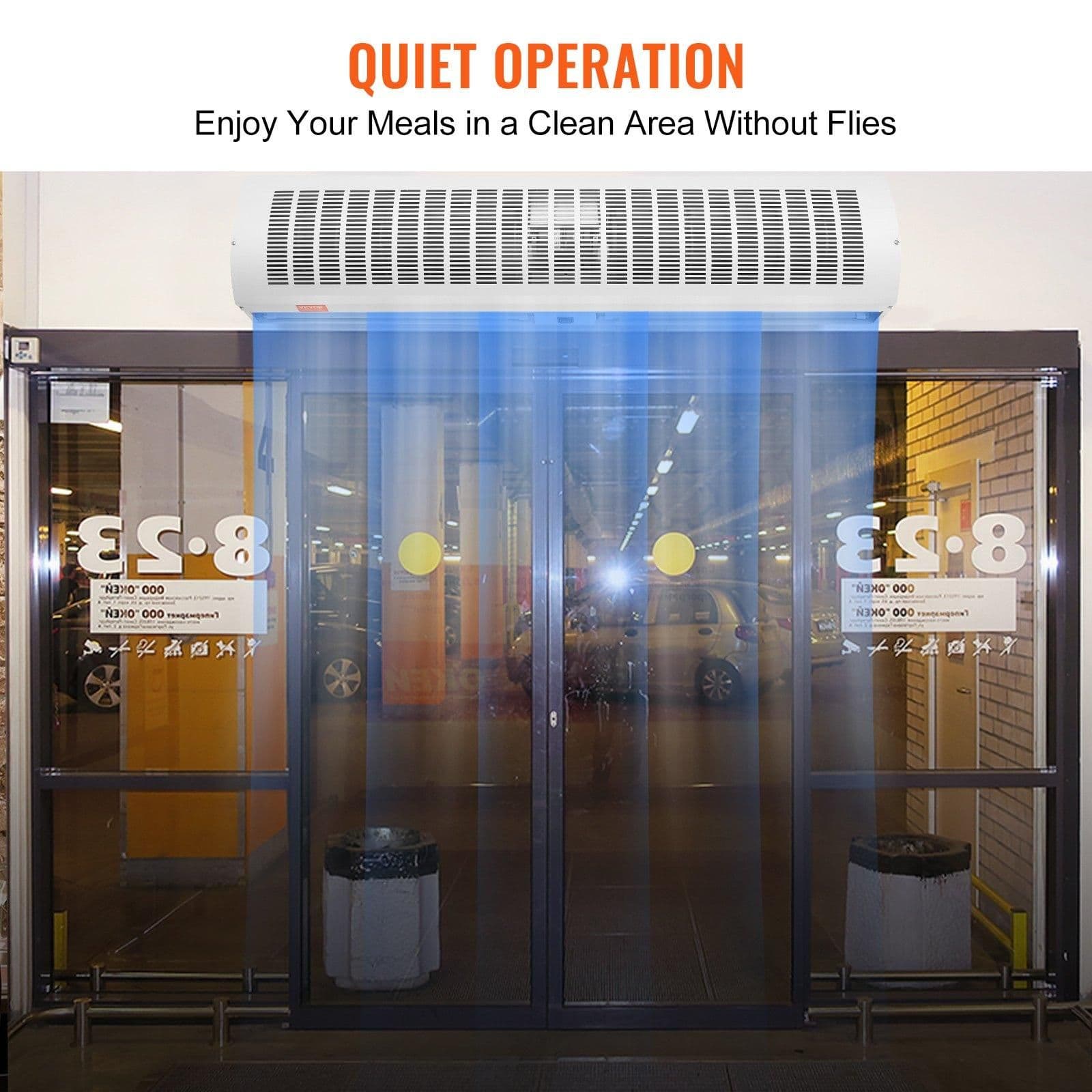 image-VEVOR 48" Commercial Indoor Air Curtain Super Power 2 Speeds 1650CFM, Wall Mounted Air Curtains for Doors, Indoor Over Door Fan with Heavy Duty Limit Switch, Easy-Install 110V Unheated