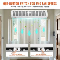 image-VEVOR 48" Commercial Indoor Air Curtain Super Power 2 Speeds 1650CFM, Wall Mounted Air Curtains for Doors, Indoor Over Door Fan with Heavy Duty Limit Switch, Easy-Install 110V Unheated