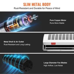 image-VEVOR 48" Commercial Indoor Air Curtain Super Power 2 Speeds 1650CFM, Wall Mounted Air Curtains for Doors, Indoor Over Door Fan with Heavy Duty Limit Switch, Easy-Install 110V Unheated
