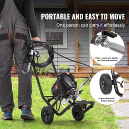 image-VEVOR 750W Stand Airless Paint Sprayer, 3000PSI High Efficiency Electric Airless Sprayer With Cart, Paint Sprayers for Home Interior and Exterior Furniture and Fences, Fine And Even Painting Effect