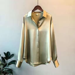 image-Women's Long-sleeved Satin Shirt