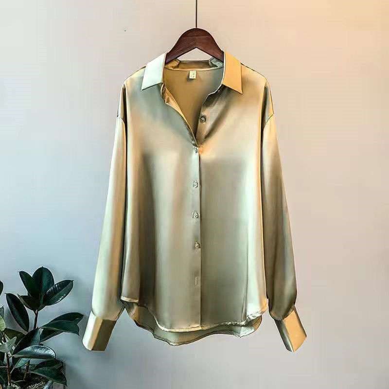 image-Women's Long-sleeved Satin Shirt