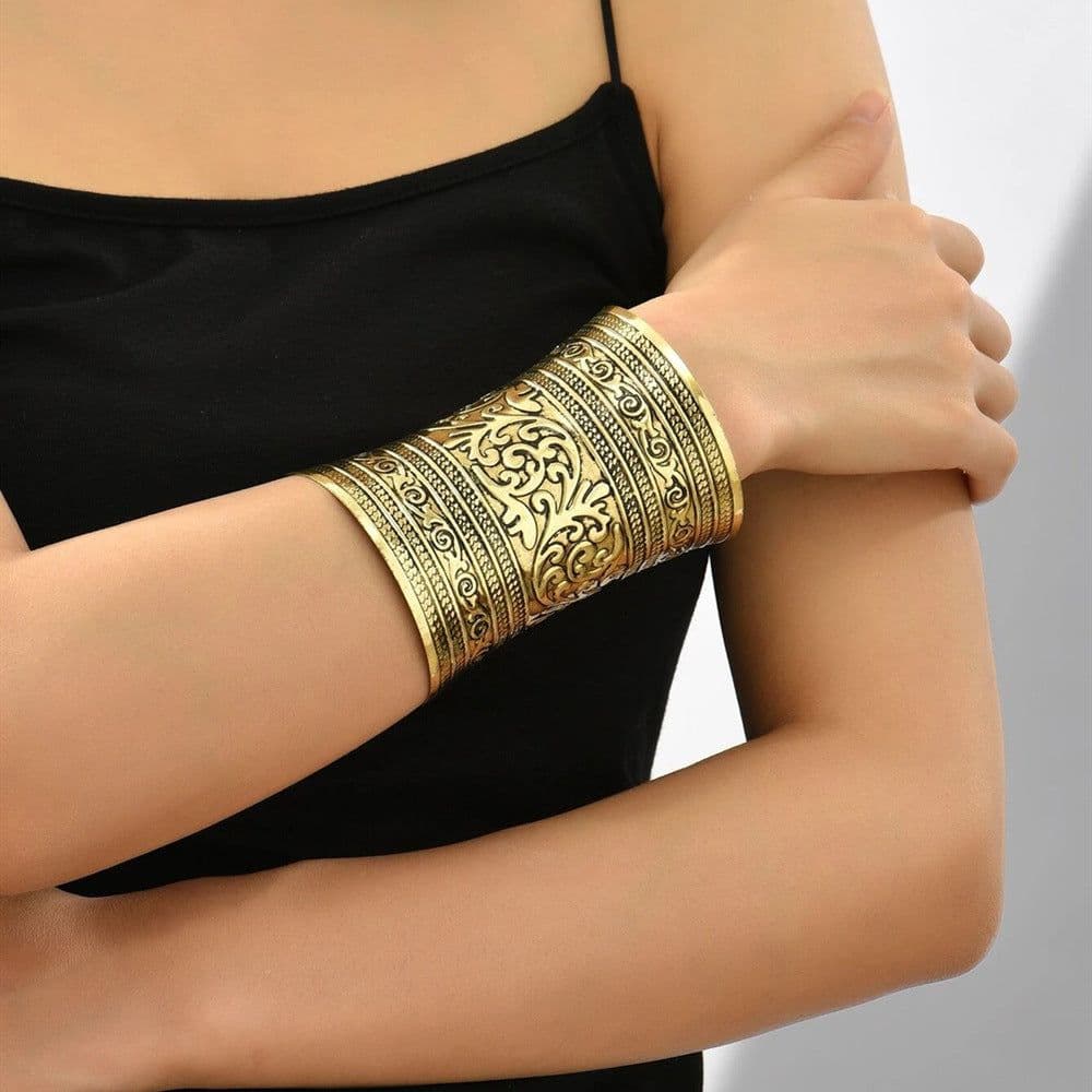 image-Retro Ethnic Style Embossed Open-Ended Bracelet Long Women's Cos Bracelet Amazon Bracelet Nightclub Bracelet