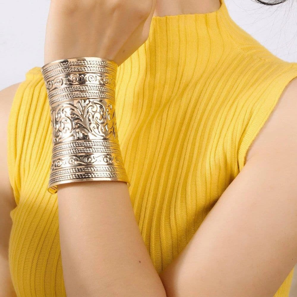 image-Retro Ethnic Style Embossed Open-Ended Bracelet Long Women's Cos Bracelet Amazon Bracelet Nightclub Bracelet