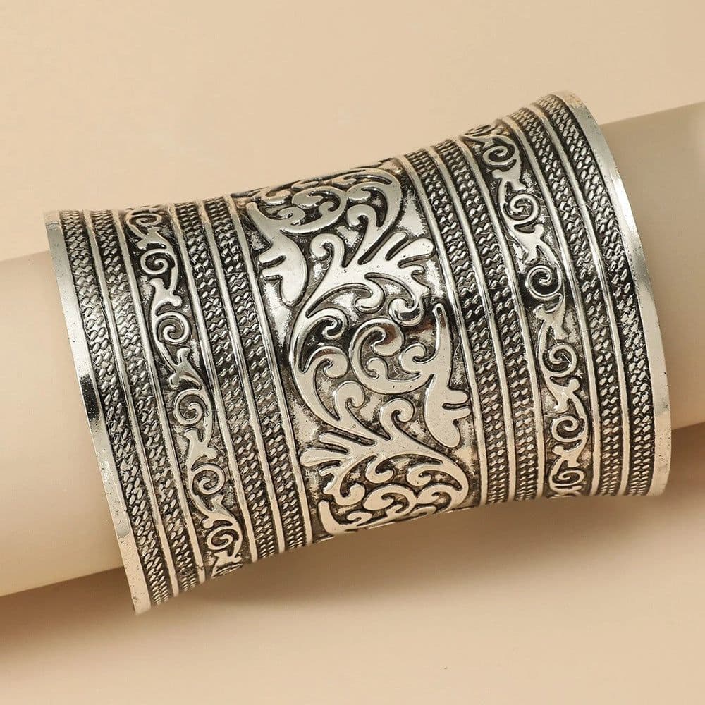 image-Retro Ethnic Style Embossed Open-Ended Bracelet Long Women's Cos Bracelet Amazon Bracelet Nightclub Bracelet