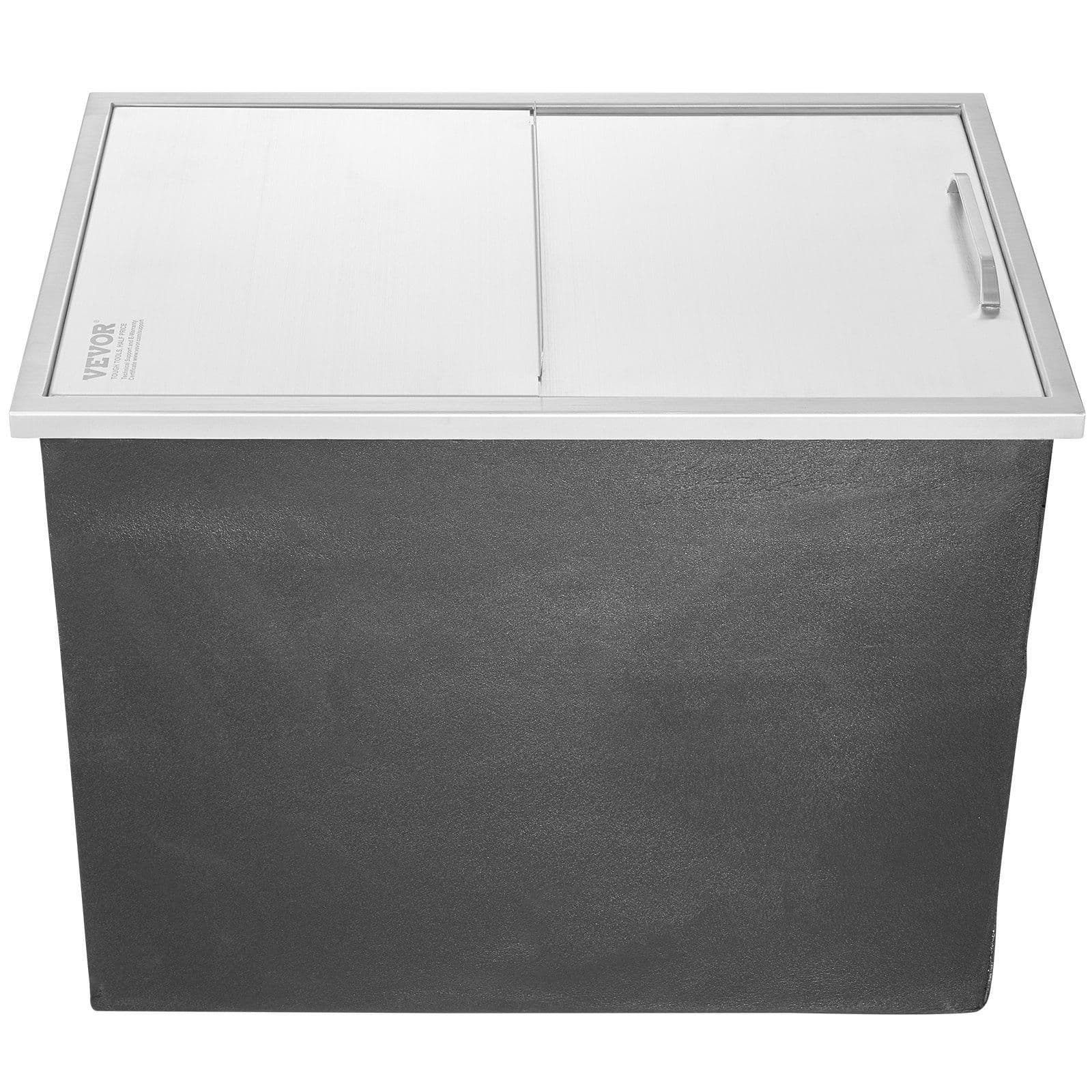 image-VEVOR Drop in Ice Chest, 27"L x 18"W x 21"H Stainless Steel Ice Cooler, Commercial Ice Bin with Sliding Cover, 40.9 qt Outdoor Kitchen Ice Bar, Drain-pipe and Drain Plug Included, for Cold Wine Beer