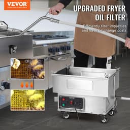 image-VEVOR Portable Oil Filtering Unit, 18L Capacity, 10 L/min Filtering Speed, Equipped with Swivel Casters and Oil Hose, Ideal for Fast Food Venues