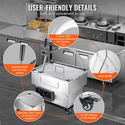 image-VEVOR Portable Oil Filtering Unit, 18L Capacity, 10 L/min Filtering Speed, Equipped with Swivel Casters and Oil Hose, Ideal for Fast Food Venues